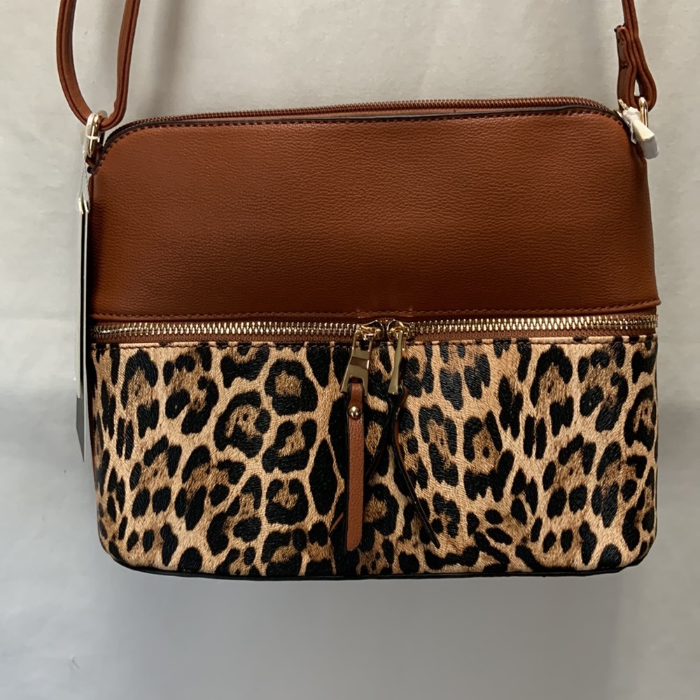 Poppi (Tan/Leopard Print) Crossbody Purse